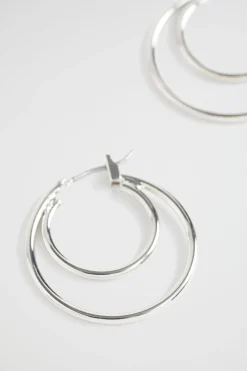 Seed Heritage Jewellery-Layered Hoop Earring Silver