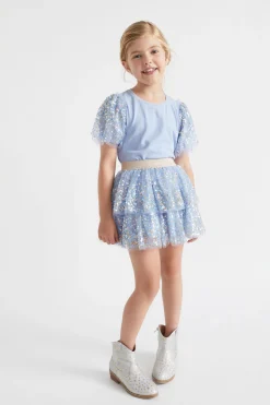 Seed Heritage Skirts-Layered Sequin Tutu Powder Blue