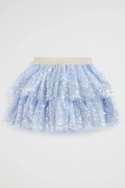 Seed Heritage Skirts-Layered Sequin Tutu Powder Blue