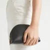 Seed Heritage Clutches & Pouches-Leather Crescent Pouch Black