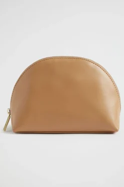 Seed Heritage Clutches & Pouches-Leather Crescent Pouch Toffee