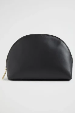 Seed Heritage Clutches & Pouches-Leather Crescent Pouch Black