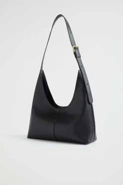 Seed Heritage Shoulder Bags-Leather Shoulder Bag Black