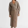 Seed Heritage Skirts-Leather Straight Midi Skirt Hazel