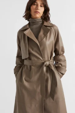 Seed Heritage Jackets & Vests-Leather Trench Coat Hazel