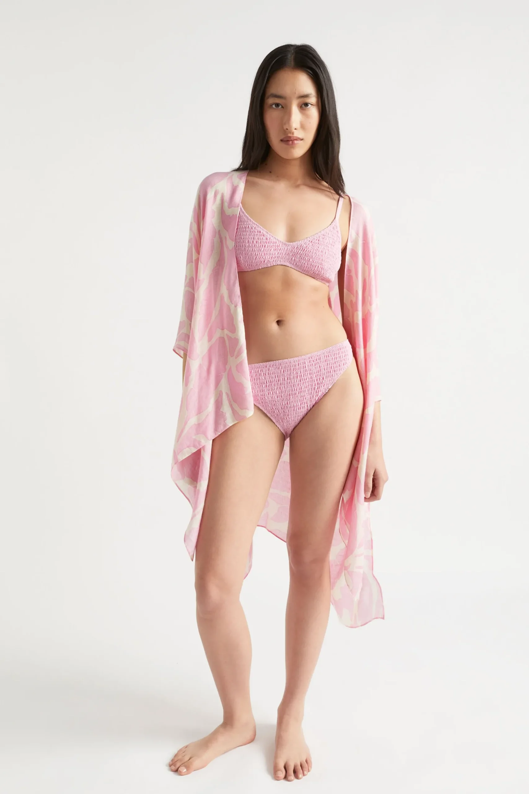 Seed Heritage Scarves & Kaftans-Lightweight Print Poncho Soft Orchid Floral