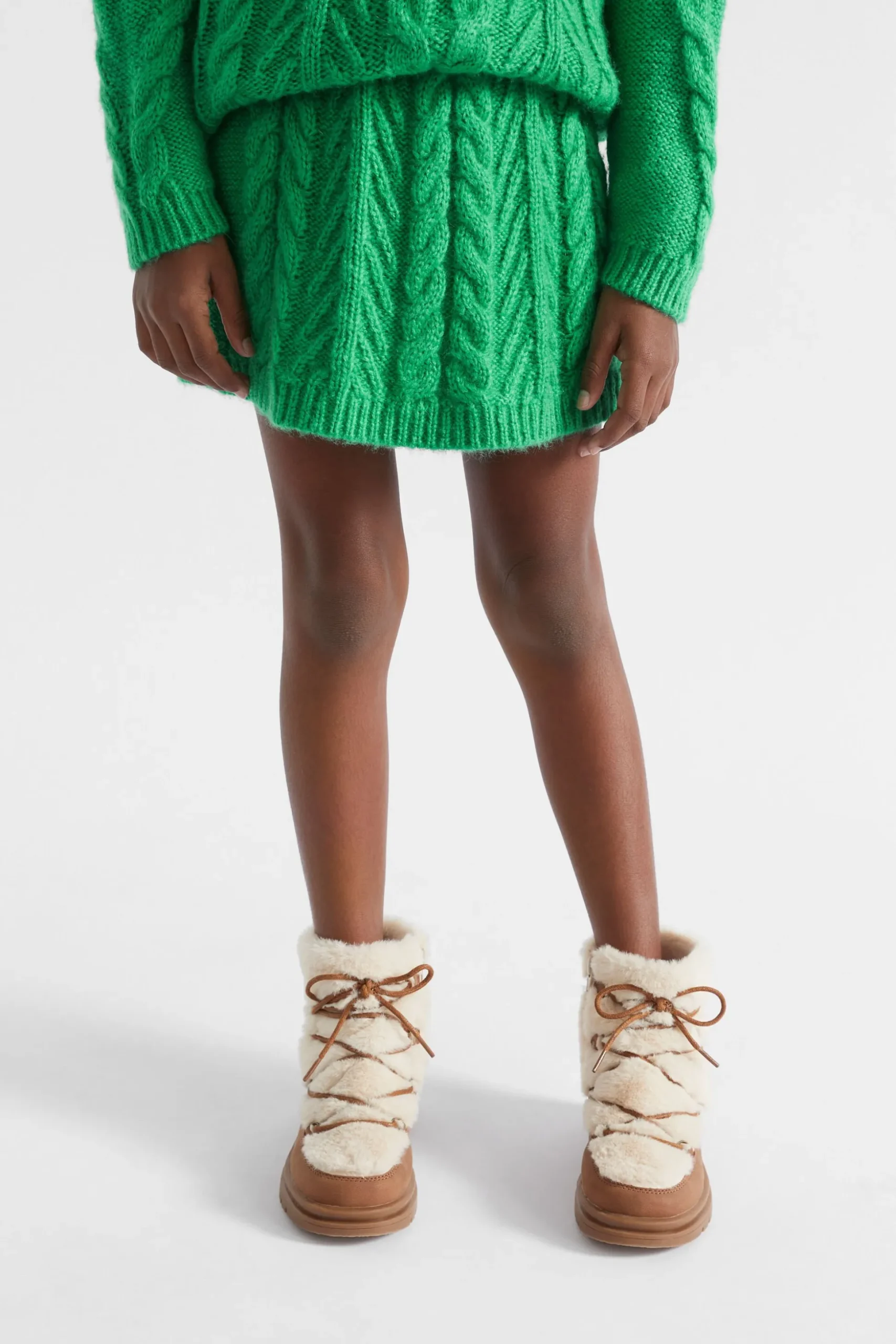 Seed Heritage Skirts-Linear Knit Cable Skirt Pea Green