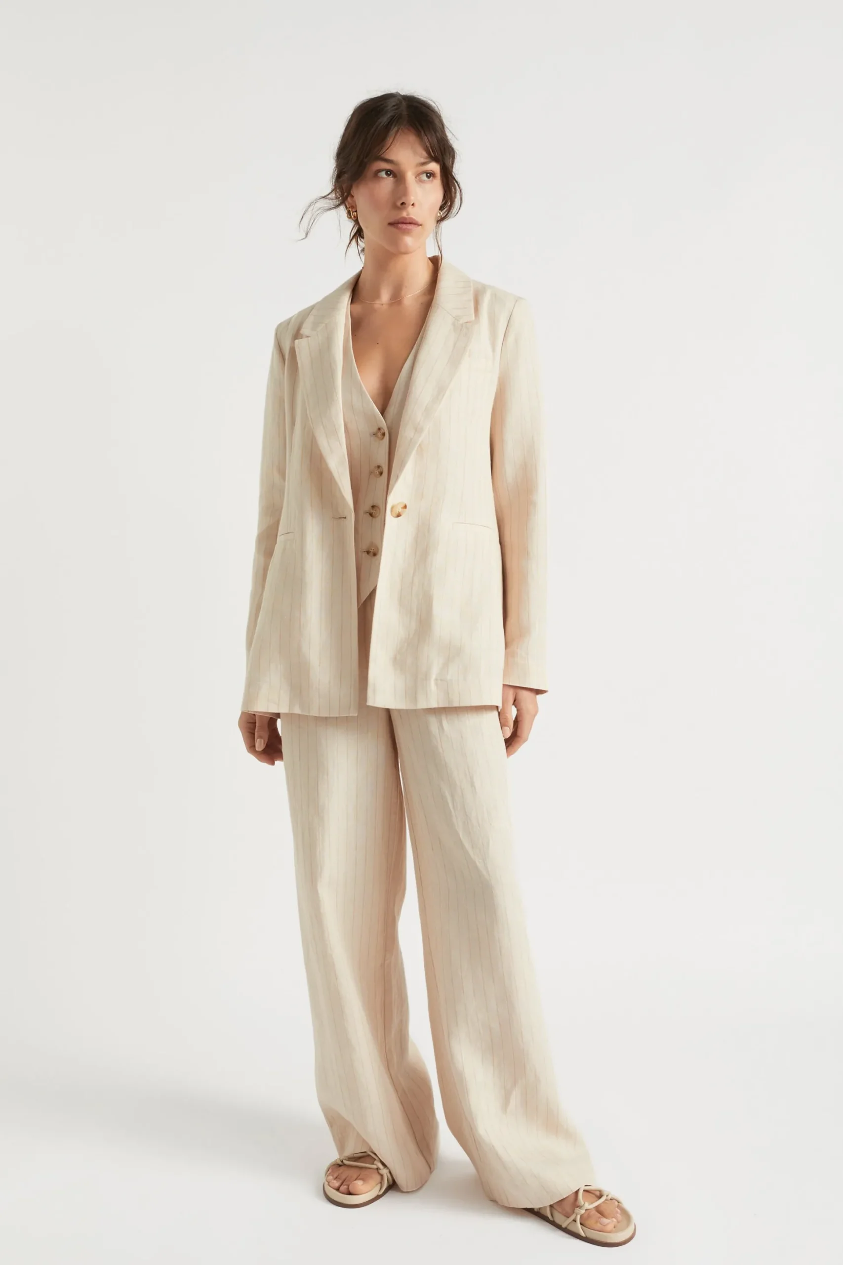 Seed Heritage Jackets & Vests-Linen Blazer Magnolia Stripe