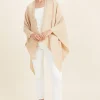 Seed Heritage Scarves & Kaftans-Linen Blend Poncho Champagne Beige