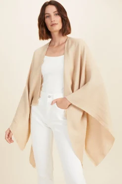 Seed Heritage Scarves & Kaftans-Linen Blend Poncho Champagne Beige