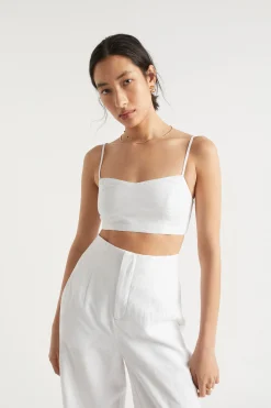 Seed Heritage T-Shirts & Tops-Linen Bralette Whisper White