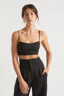 Seed Heritage T-Shirts & Tops-Linen Bralette Black