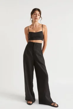 Seed Heritage T-Shirts & Tops-Linen Bralette Black