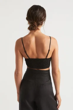 Seed Heritage T-Shirts & Tops-Linen Bralette Black