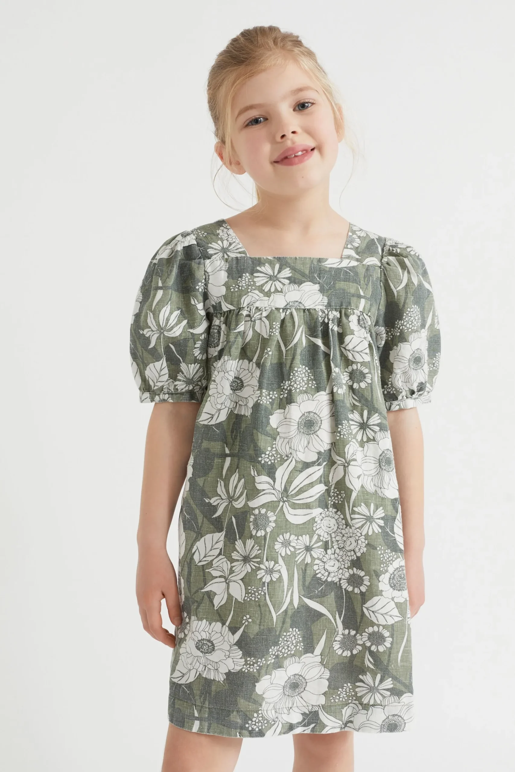 Seed Heritage Dresses-Linen Dress Eucalyptus