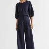 Seed Heritage Pants-Linen Palazzo Pant Midnight Sky