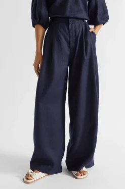 Seed Heritage Pants-Linen Palazzo Pant Midnight Sky