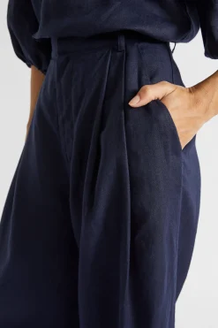 Seed Heritage Pants-Linen Palazzo Pant Midnight Sky