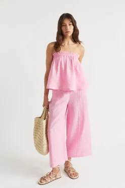 Seed Heritage Pants-Linen Pintuck Culotte Soft Orchid