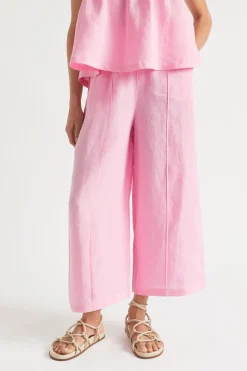 Seed Heritage Pants-Linen Pintuck Culotte Soft Orchid