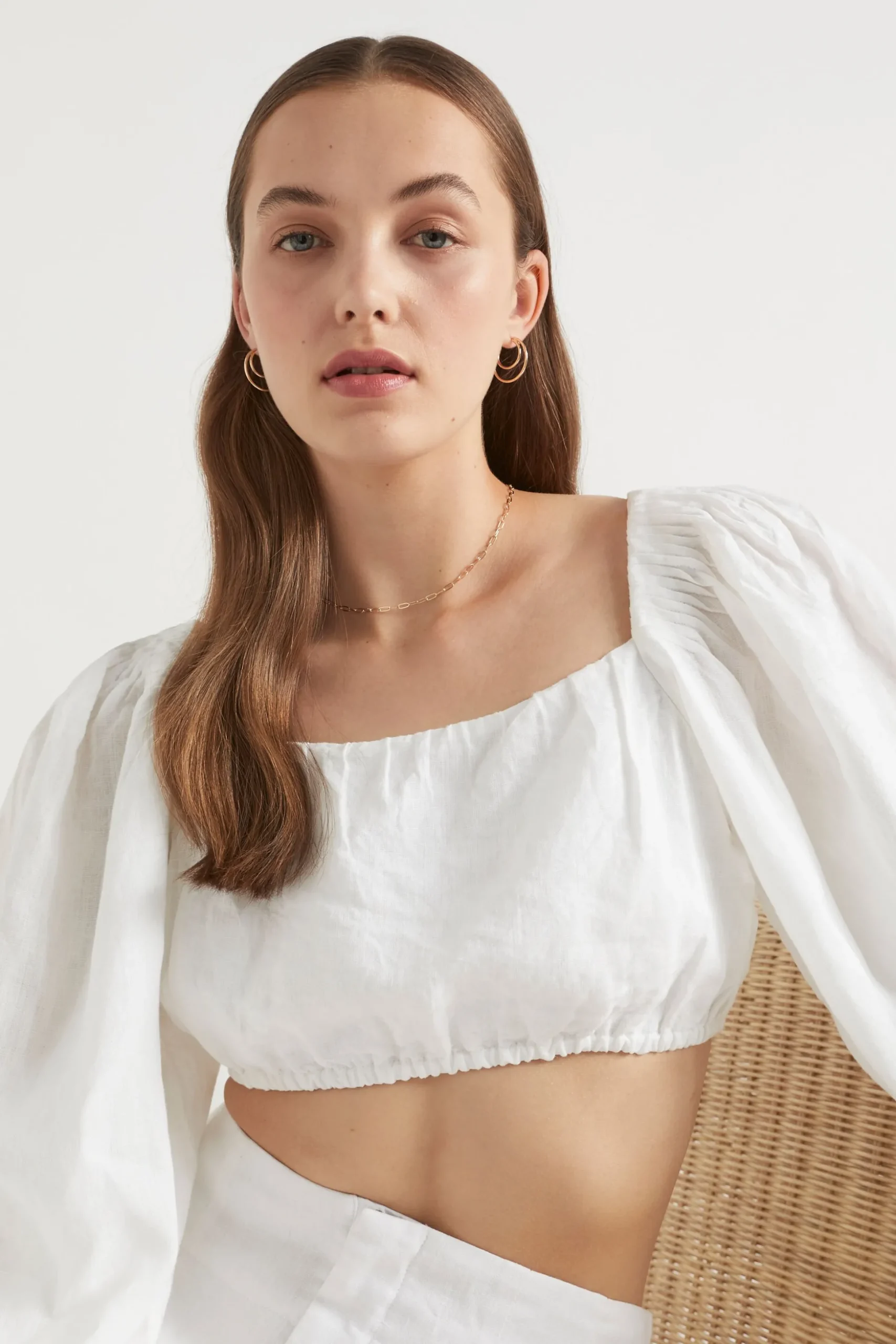 Seed Heritage T-Shirts & Tops-Linen Pintuck Detail Top Whisper White