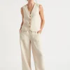 Seed Heritage Pants-Linen Stripe High Waist Pant Magnolia Stripe