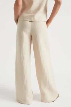 Seed Heritage Pants-Linen Stripe High Waist Pant Magnolia Stripe