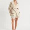 Seed Heritage Shorts-Linen Stripe Short Magnolia Stripe