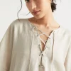 Seed Heritage Scarves & Kaftans-Linen Tie Up Kaftan Natural