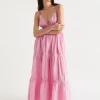 Seed Heritage Dresses-Linen Tiered Maxi Dress Soft Orchid