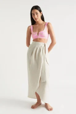 Seed Heritage Scarves & Kaftans-Linen Wrap Sarong Natural