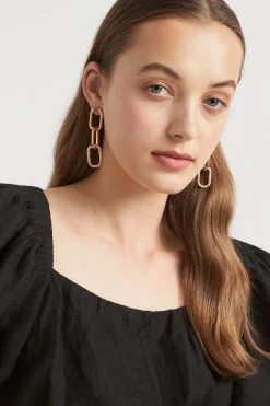 Seed Heritage Jewellery-Linking Drop Earring Gold