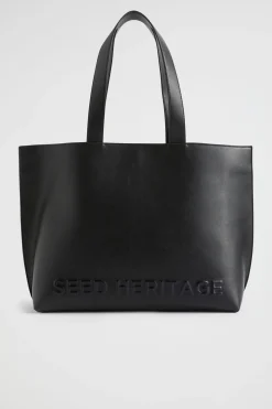 Seed Heritage Tote Bags-Logo Detail Tote Black
