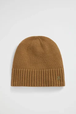 Seed Heritage Hats & Gloves-Logo Detail Wool Beanie Deep Brass