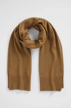 Seed Heritage Scarves & Kaftans-Logo Detail Wool Scarf Deep Brass