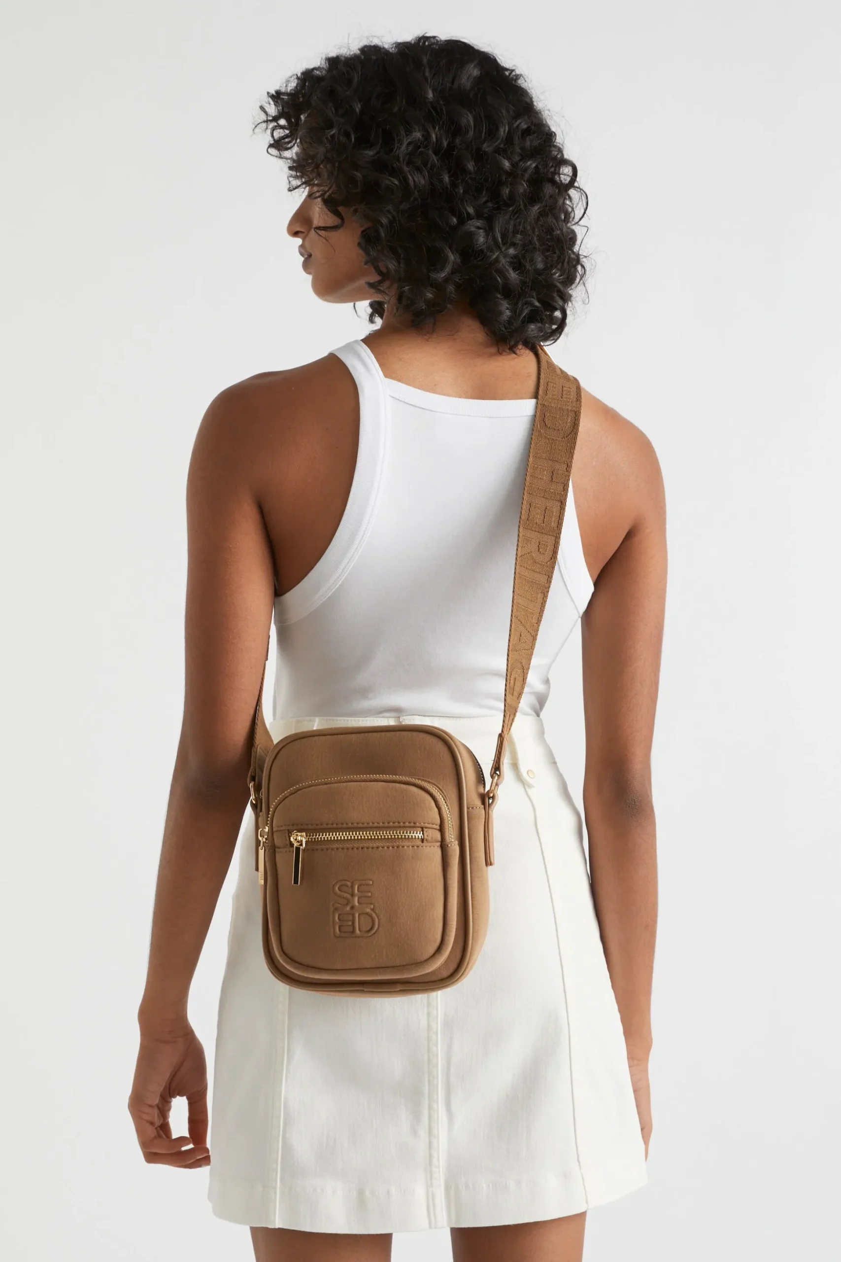 Seed Heritage Cross Body-Logo Jersey Camera Bag Deep Brass