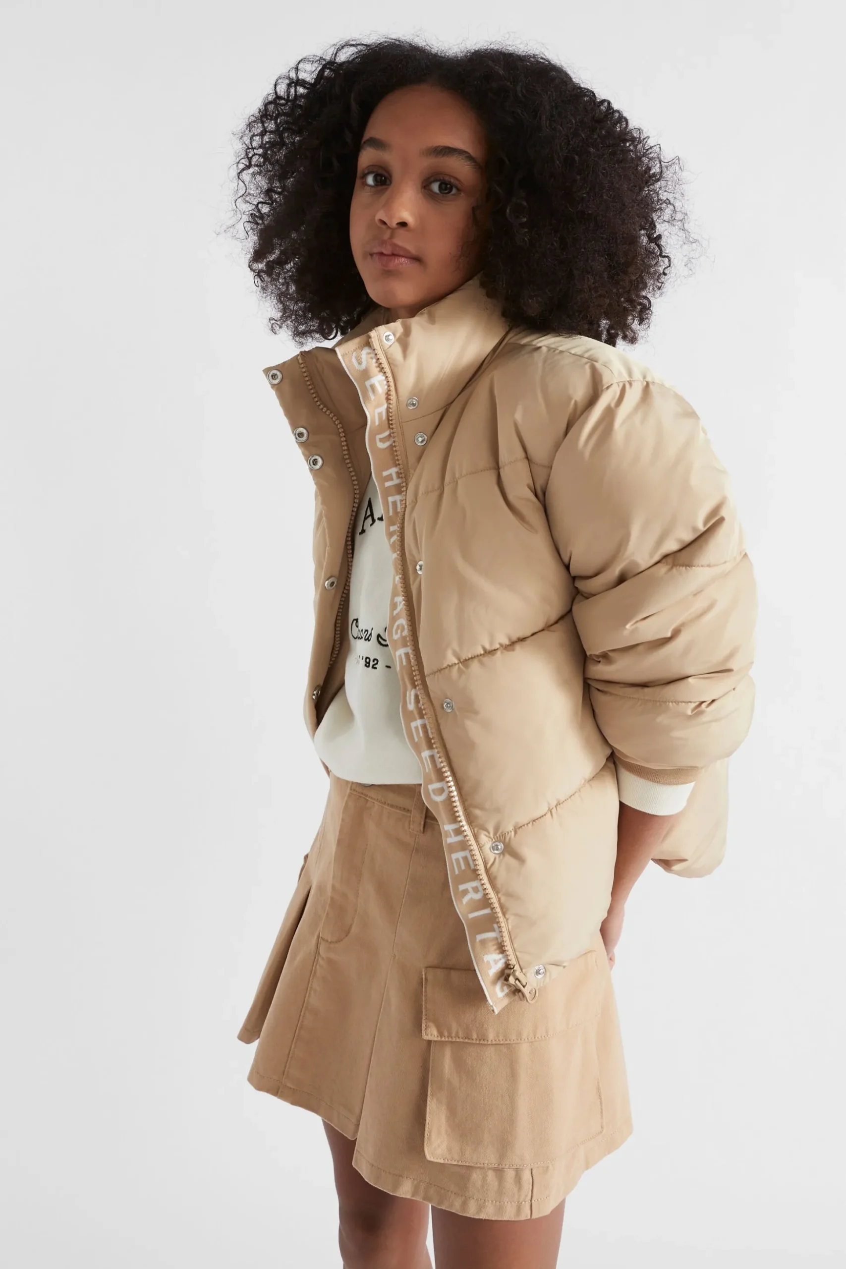 Seed Heritage Jackets & Vests-Logo Puffa Jacket Ecru