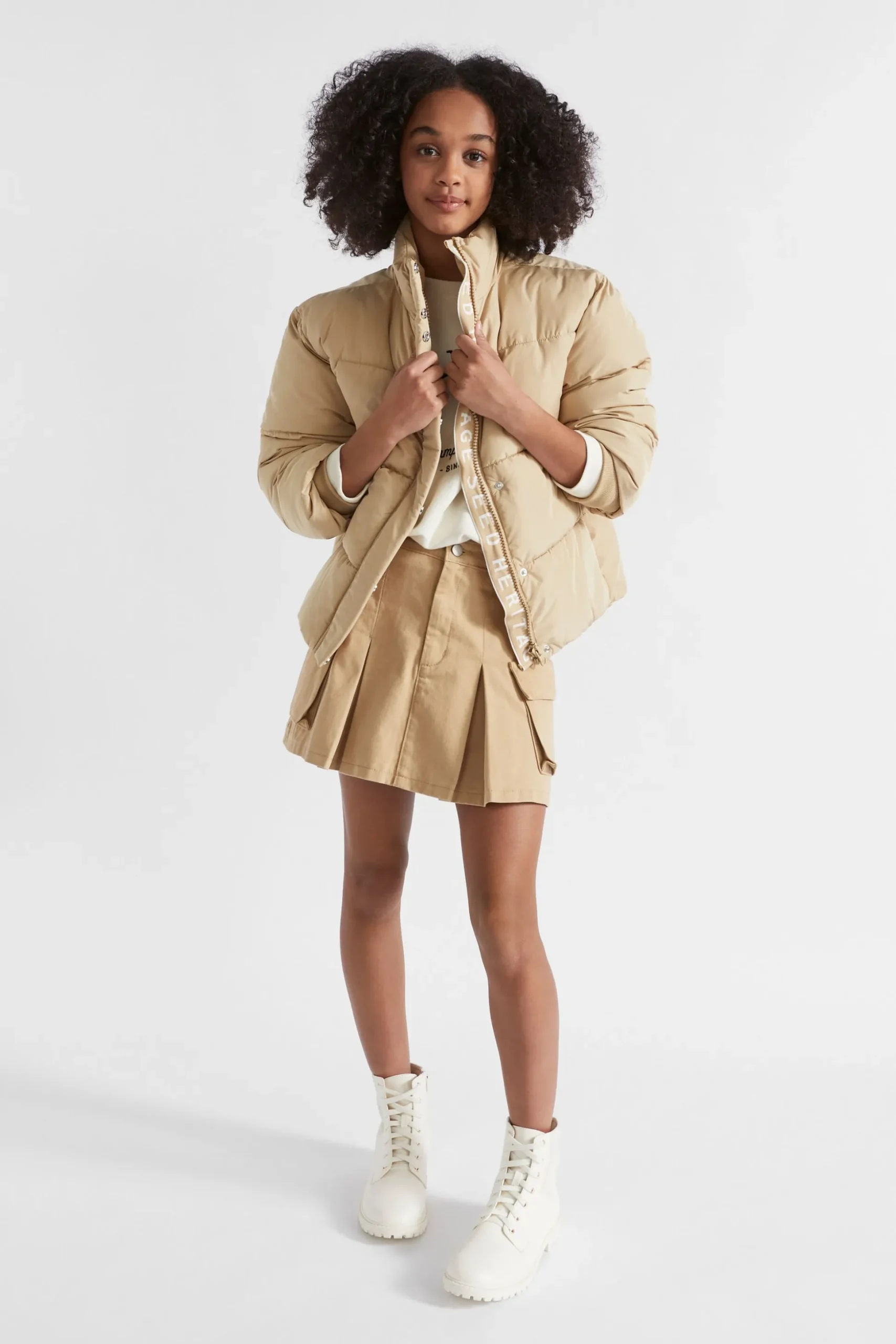 Seed Heritage Jackets & Vests-Logo Puffa Jacket Ecru
