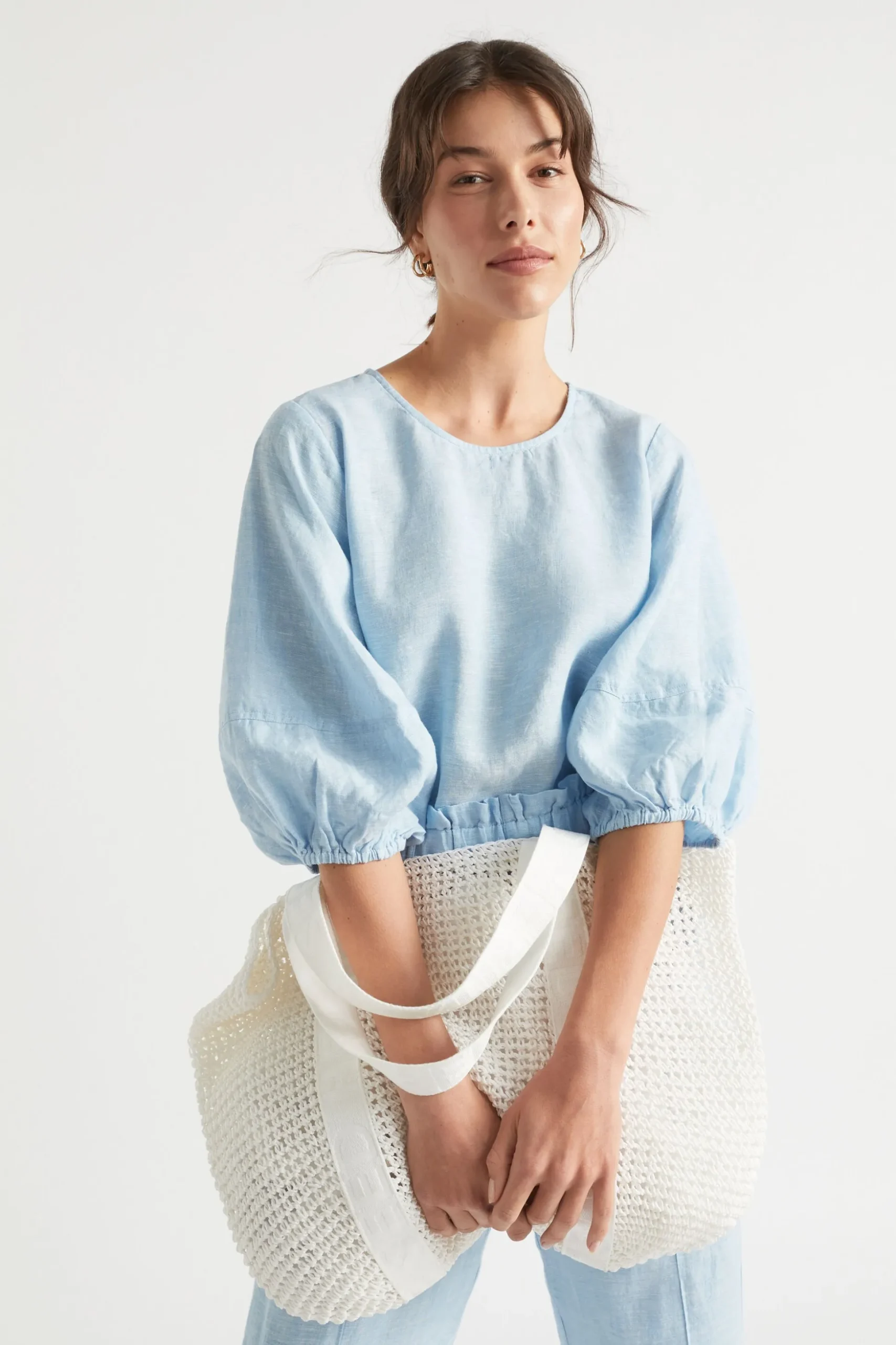 Seed Heritage Beach Bags-Logo Straw Tote White