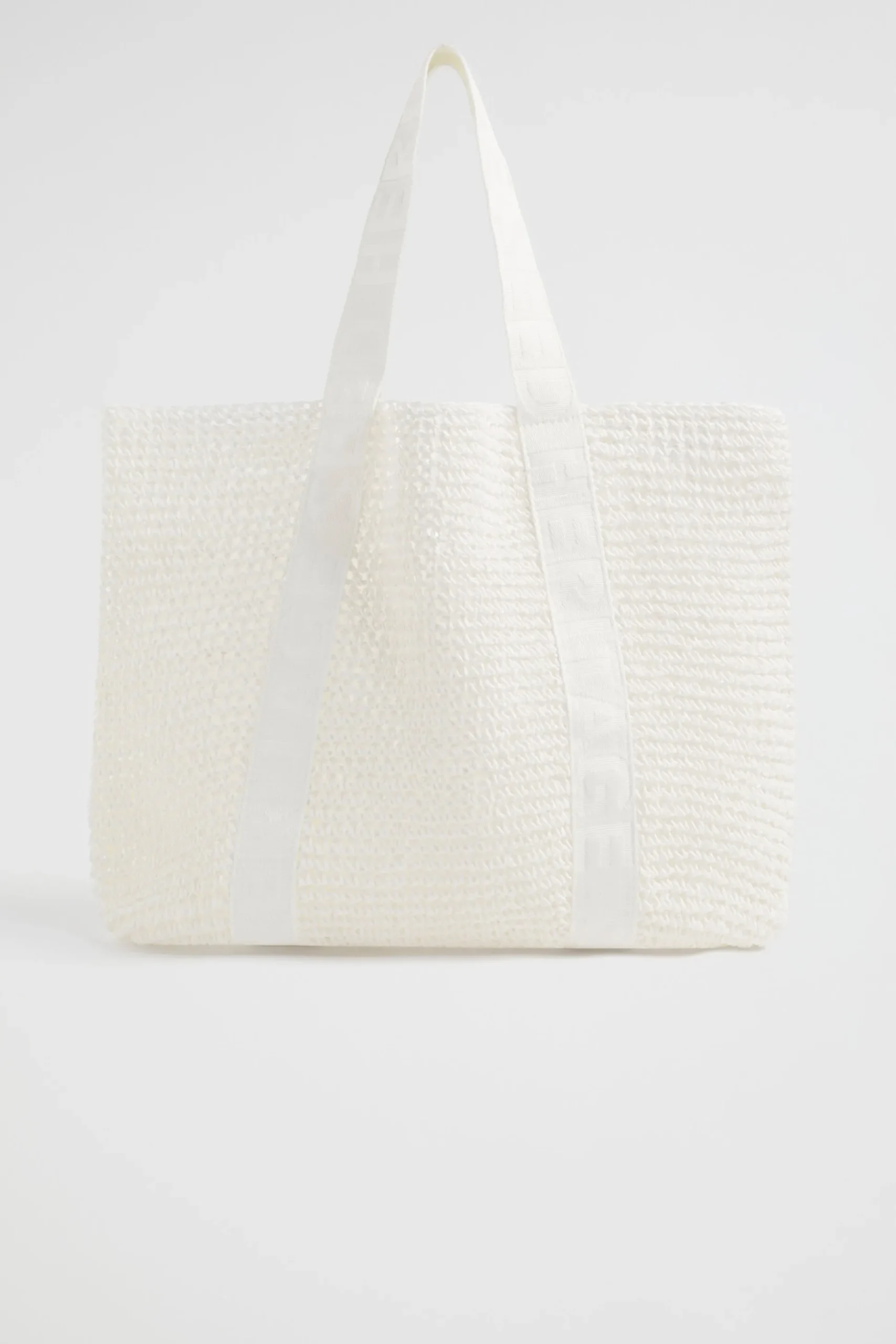 Seed Heritage Beach Bags-Logo Straw Tote White