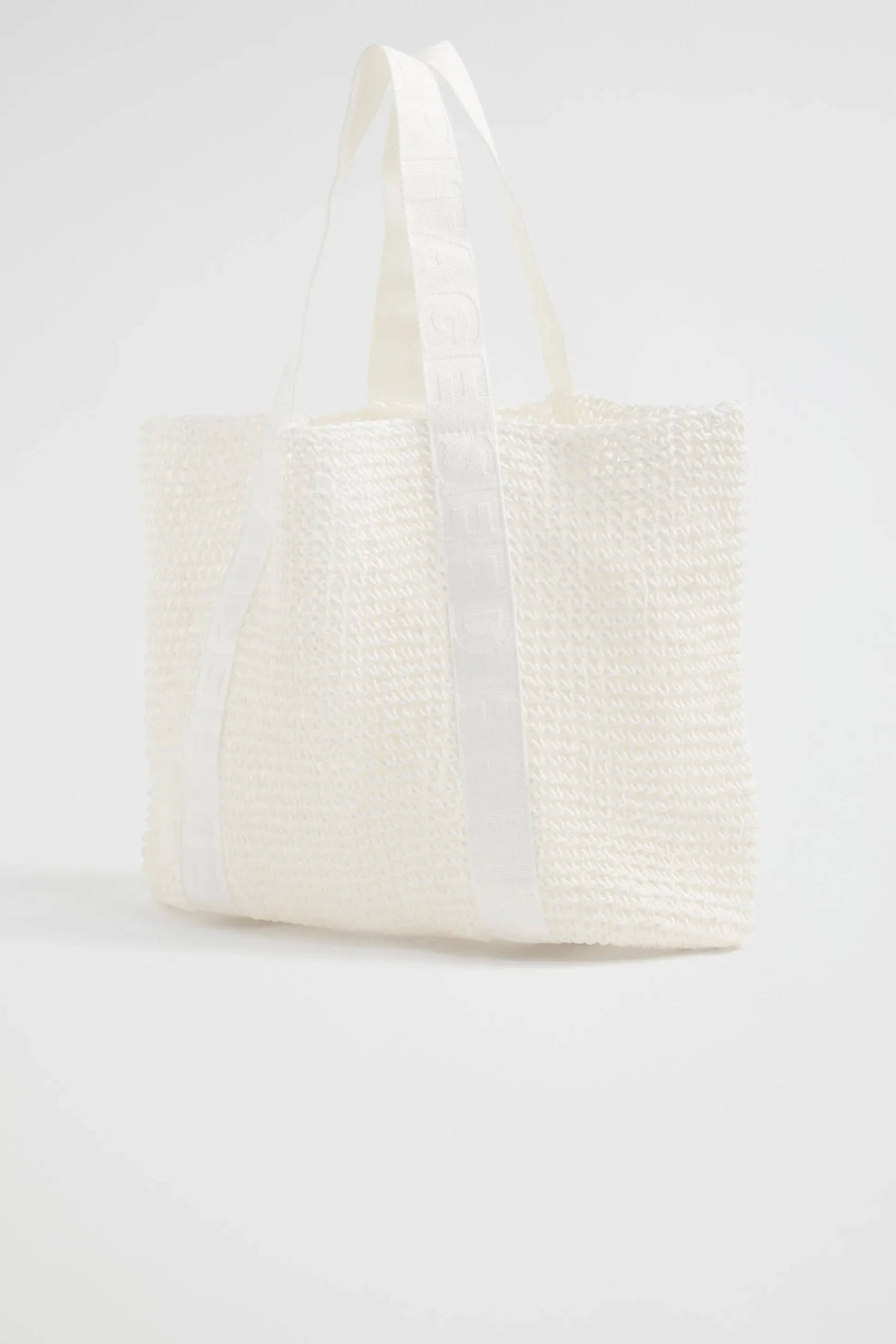 Seed Heritage Beach Bags-Logo Straw Tote White
