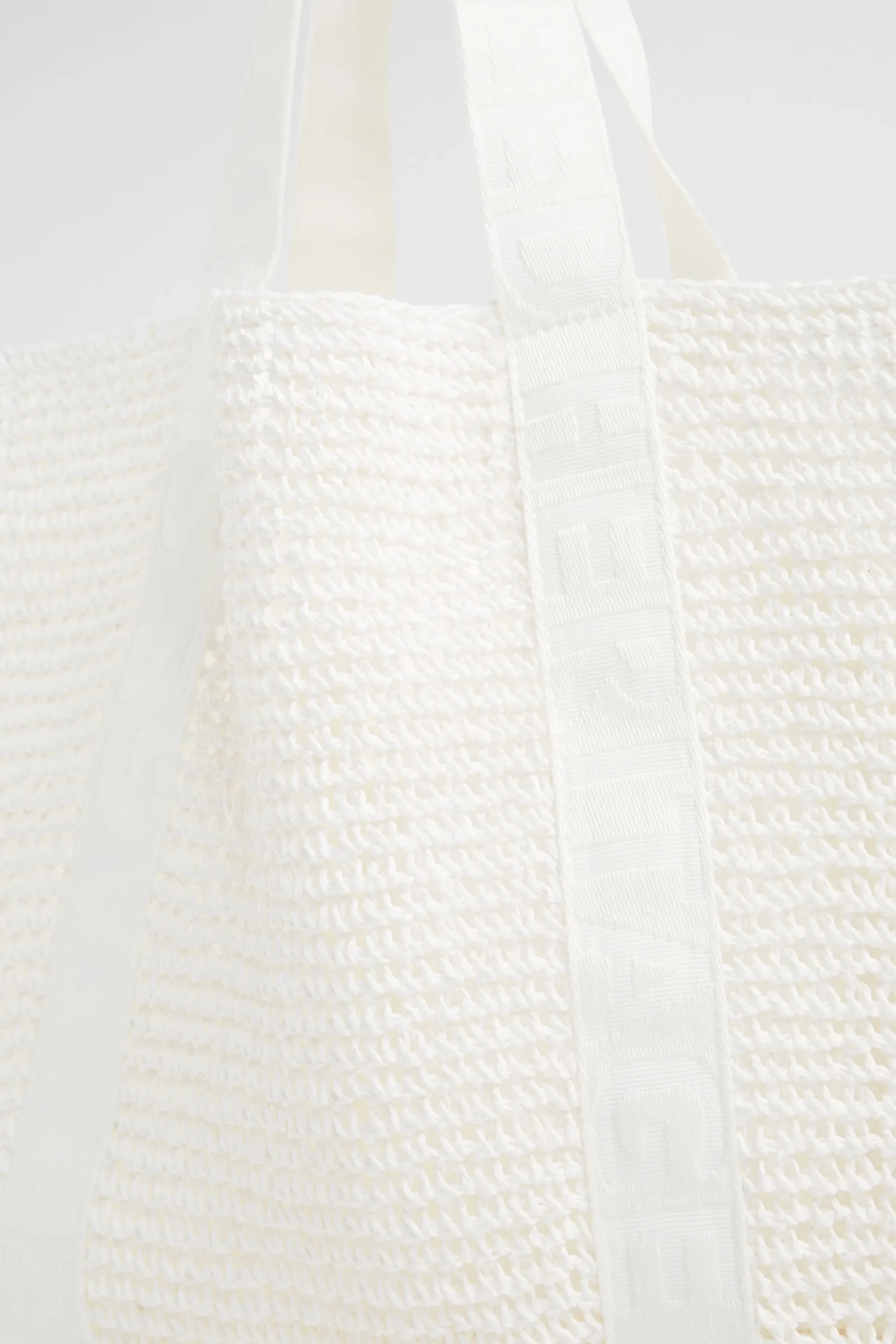 Seed Heritage Beach Bags-Logo Straw Tote White