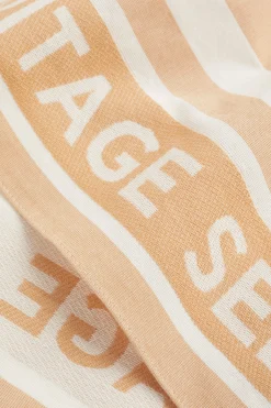 Seed Heritage Scarves & Kaftans-Logo Stripe Beach Wrap Chestnut Stripe