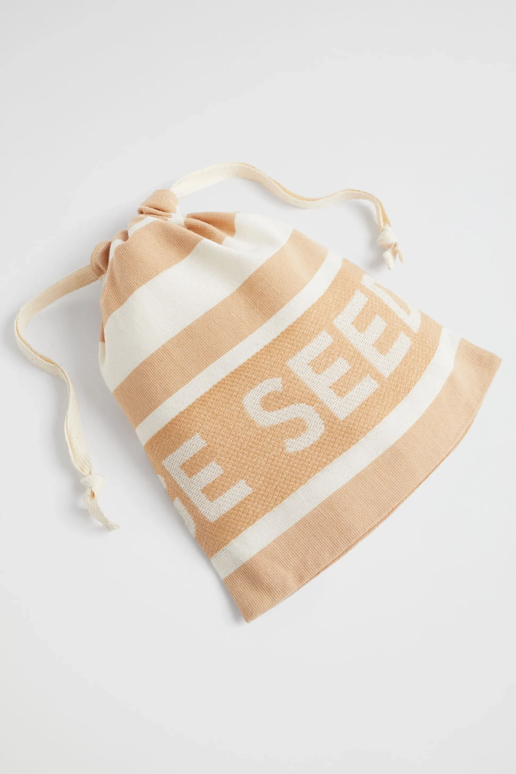 Seed Heritage Scarves & Kaftans-Logo Stripe Beach Wrap Chestnut Stripe