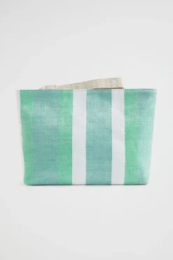 Seed Heritage Clutches & Pouches-Logo Stripe Pouch Deep Teal Stripe