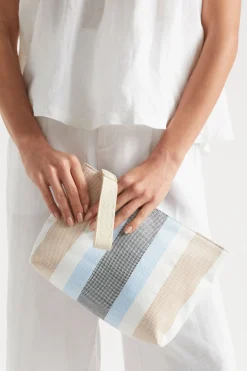 Seed Heritage Clutches & Pouches-Logo Stripe Pouch Bluebell Multi