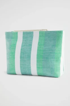 Seed Heritage Clutches & Pouches-Logo Stripe Pouch Deep Teal Stripe
