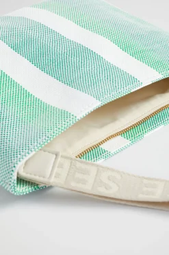 Seed Heritage Clutches & Pouches-Logo Stripe Pouch Deep Teal Stripe