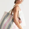 Seed Heritage Beach Bags-Logo Stripe Tote Soft Orchid Multi