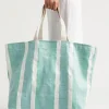 Seed Heritage Beach Bags-Logo Stripe Tote Deep Teal Stripe